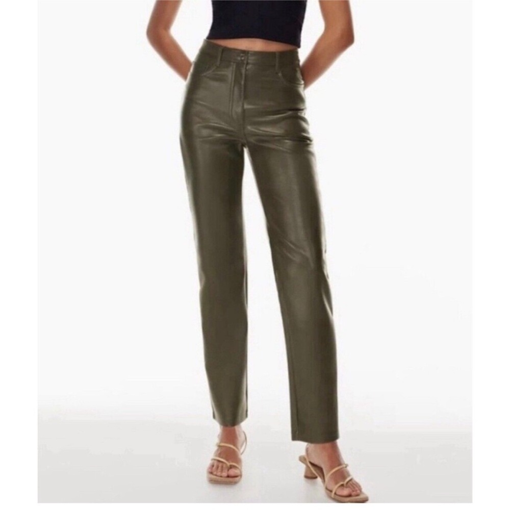 Olive green aritzia leather pants